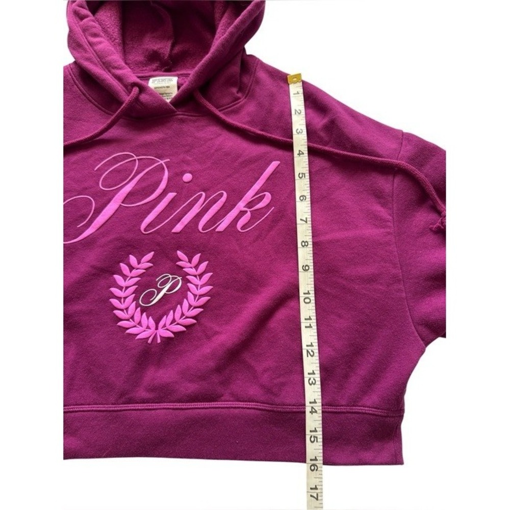 Pink Victoria's Secret Purple Cropped Hoodie with Flare Sweatpants Size Small - Picture 13 of 15